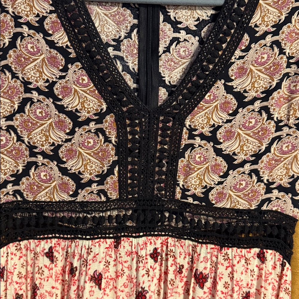 Flying Tomato Boho Festival Maxi Dress~Floral Crochet Waist~Anthro Style~ Small - Picture 9 of 16